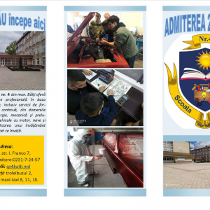 Școala Profesională nr. 4, mun. Bălți  anunță admiterea elevilor pentru anul de studii 2021-2022